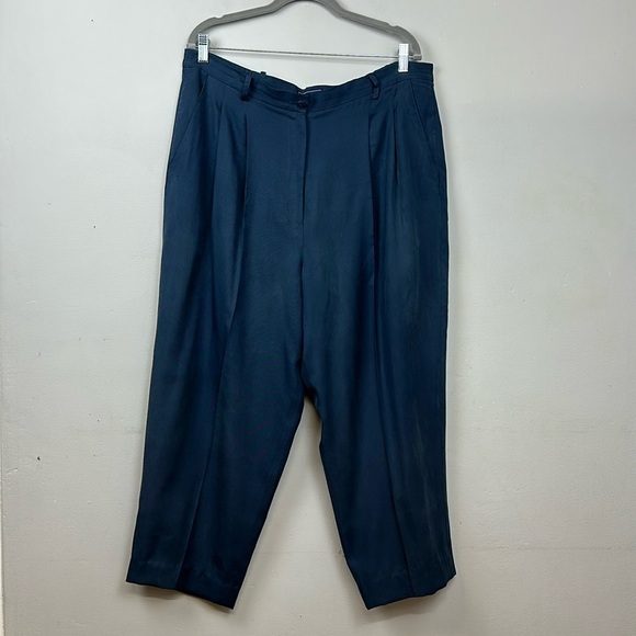 Charter Club Women’s 100% Silk Navy Slacks Trousers Pants Sz 16 - Picture 1 of 6